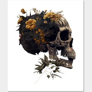 Sugar skull, skull with flowers. Posters and Art